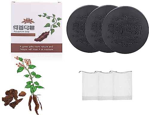Bonseor Shampoo Seife für graues Haar, He Shou Wu Shampoo Soap, 3 PCS