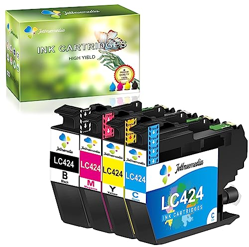 Jettruemedia LC424 LC 424 Druckerpatronen Kompatibel für Brother LC-424 Tintenpatronen LC424 Patronen Multipack für Brother DCP-J1200W DCP-J1200WE(1 Schwarz, 1 Cyan, 1 Magenta, 1Gelb, 4-erPack)