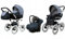 BabyLux® Bambimo Kinderwagen Set 3 in 1 - Margaret White - incl. Babywanne, Buggy Sportsitz, Auto-Babyschale - Autositz - Kinderwagenset - Kombikinderwagen mit Wickeltasche, Regenschutz usw.