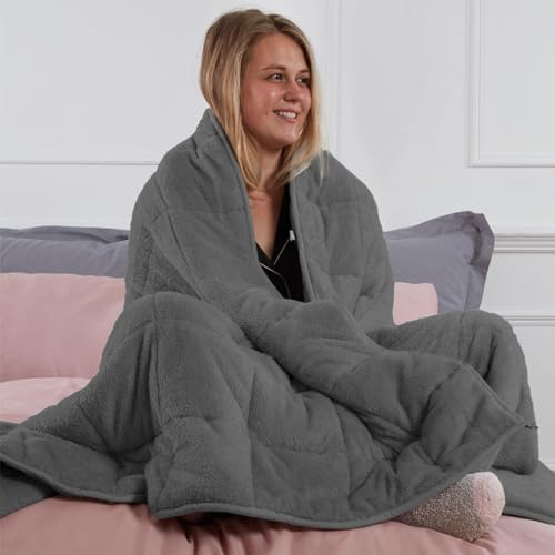 Brentfords 4 kg Schwere Teddy Fleece Gewichtsdecke für Erwachsene, Gewichtsdecke, Weighted Blanket 125 x 150 cm Anthrazit