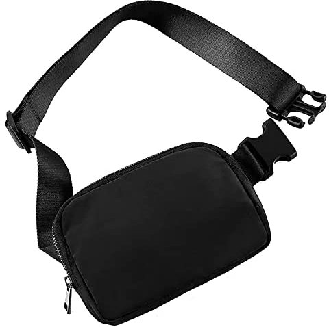 Belt Bag for Women Men, Small Fanny Pack for Run, Black Crossbody Fanny Pack for Travel Workout Outdoor Cycling Hiking