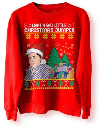 BlackMacaw What A Sad Little Christmas Jumper Sweater Sweatshirt Xmas Jumper Come Dine Dear Lord Jane British UK TV Funny Gift Meme Pullover_RED_M