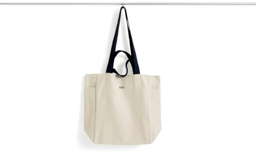 HAY Tasche Everyday Tote Bag aus Bio-Baumwolle in der Farbe Natural, Kurze und Lange Henkel, 38x 30x 14cm, AB386-A865