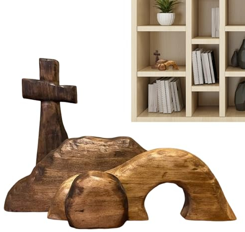 Ahuuen Religiöse Osterdekorationen | Osterszene Holzdekoration | -Auferstehungsszene | Osterszene Set Für Den Heimtisch Für Zuhause Garten Par Holzdekoration | Stab Und Langlebig