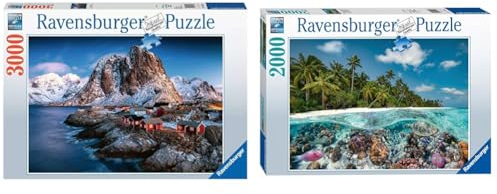 Ravensburger Puzzle 17081 - Hamnoy & Puzzle 17441 Ein Tauchgang auf den Malediven - 2000 Teile Puzzle für Erwachsene und Kinder ab 14 Jahren