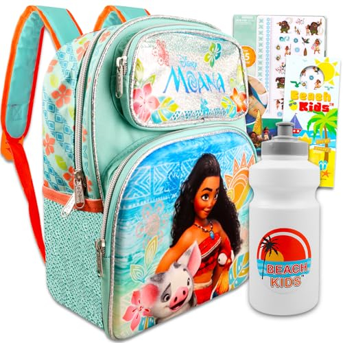 Disney Moana Rucksack-Set für Mädchen, Kinder – Paket mit 30,5 cm Moana-Rucksack mit Wasserflasche, Tattoos, mehr | Disney Moana Rucksack-Set für Kinder, Moana Rucksack, Disney Princess Backpack For