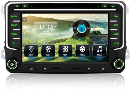 Autoradio Android 13 pour VW Golf 5 6 T5 Polo Passat Sharan Tiguan, CAWELL Double DIN 7 Pouces HD, 4G WiFi GPS Navi Bluetooth RDS USB FM SD RCA DVD CarPlay CD, 4 Go RAM 64 Go ROM