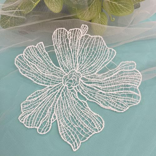 4 Stück Spitze Blumen,Spitzenpatch Hochzeit,Stoff-patch zum Aufnähen,Applikationen Patches zum Reparieren Hochzeit Kleid und Dekorieren von Kleidung Rucksäcke Jeans dekoration Caps Schuhe,Weiß