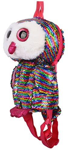 PACKOVE Kinder Rucksack Eulenmotiv Pailletten Silberfarben Kleiner Leichter Rucksack Mit Verstellbaren Riemen Für Schule Tagesausflug Reise