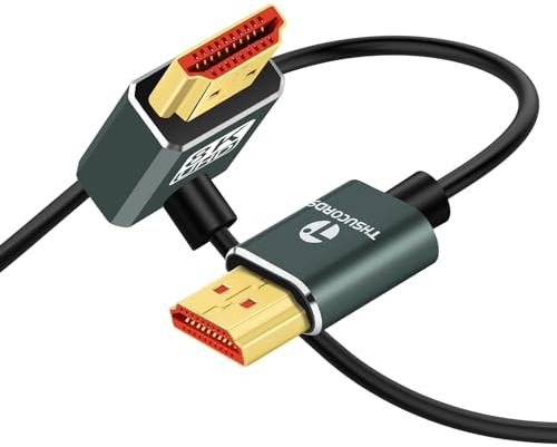 Thsucords Cavo Ultra Sottile 8K HDMI 2.1 con Angolo di 90 Gradi Verso il Basso 0.5M, Cavo Flessibile Sottile ad Alta Velocità, Supporta 4K @120Hz 8K @ 60Hz, Compatibile con Roku TV/HDTV/PS5/Blu-ray