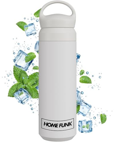 HOMEFUNK Insulated Stainless Steel Smart Metal Flask for Hot and Cold Drinks Coffee and Baby Bottles Leakproof Water Bottle Metal Hot Water Flask 500ml(Magnolia)