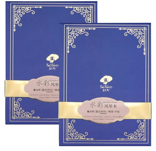 Paul Rubens Aquarell Skizzenbuch, 140lb/300gsm Säurefreies 50% Baumwolle Organ Style Aquarell Journal Papier, Cold Pressed Kleiner 20 Blatt(2er Pack) 5.8 x 4.1 Inches