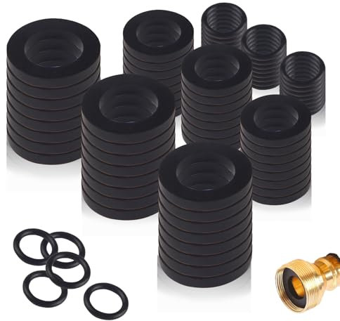 gaubss 72 Pieces Hose Washer Tap Sealing Rings Set, O Rings Rubber Assorted Seal Kit Includes 24 Pcs Hose O Rings, 24 Pcs 1/2 Inch Tap Connector Washers and 24 Pcs 3/4 Inch Shower Hose Washers