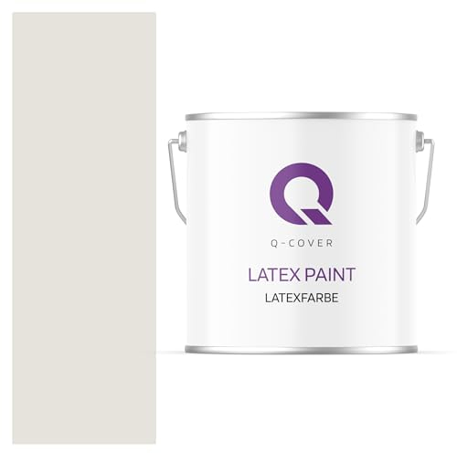 Q-COVER Latexfarbe 5 L Weiß-grau Innenfarbe Wandfarbe Deckenfarbe Klasse 3 Mattfarbe Scheuerfest Hohe Deckkraft