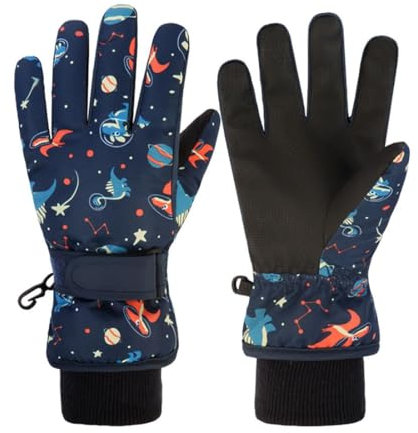 Handschuhe Kinder Winter schneehandschuhe Skihandschuhe für 1-13 Jahre Mädchen Jungen PU Palme Wasserdicht Winddichte Warm Fleece Winterhandschuhe FahrradhandschuheThermohandschuhe Skifahren S