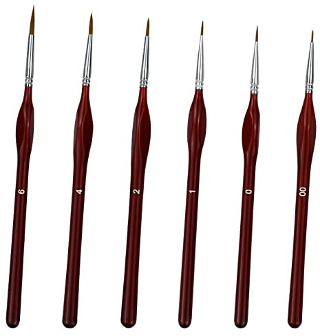 6pcs Fine Detail Paint Brush Set,Detail Paint Brushes, Miniature Paint Brushes,Tip Professional Artist Miniature Paint Brushes Fine Lines for Detailed Watercolor Acrylic Oil Painting