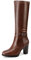 QUEEN HELENA Stivali Alti con Tacco Zip Laterale Casual Donna X31-118 (Cuoio, Sistema Taglie Calzature EU, Adulto, Donna, Numero, Media, 38)