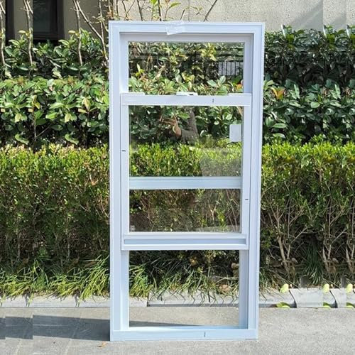 Finestre scorrevoli Bianco Finestre Scorrevoli Verticali con Chiusura di Sicurezza, Grande Finestre di Capannone con Montaggio a Filo per Ristoranti Negozio di Cucina Garage Camioncino, Sostituzione V