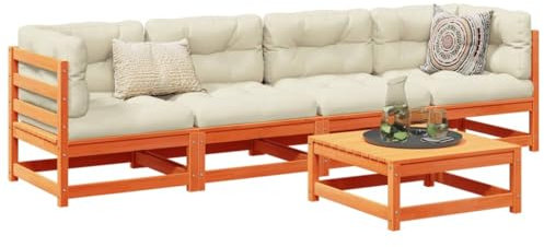 Lauuoeriau Furniture Item home Gartensofa-Set, 5-teilig, gewachst, braun, Massivholz, Kiefernmöbel