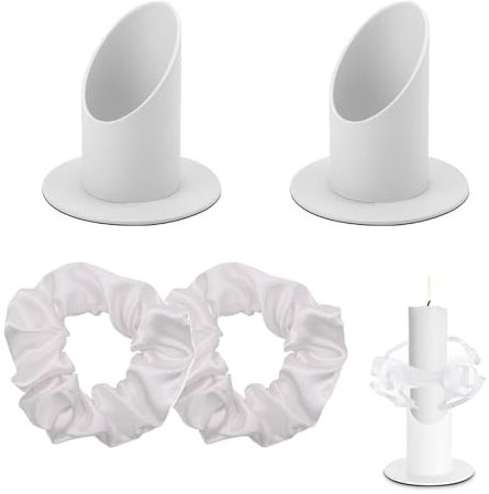 2 Stück Tropfschutz für Taufkerze, 2 Stück Kerzenständer Weiß Kommunionkerze, für 4cm Kerzen, Tropfschutz Kommunionkerze, für Kommunionkerze, Stabkerze, Stumpenkerze, Tafelkerze, Traukerze