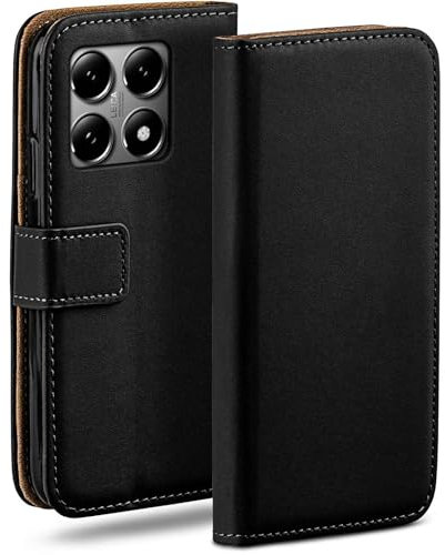 moex Custodia a libro per Xiaomi 14T Pro, con scomparto per carte di credito, pieghevole a 360 gradi, in pelle PU, colore nero