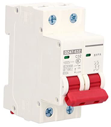 DC Leitungsschutzschalter, 2-polig Leistungsschalter 32A 2P Hutschiene Home Überlastschutz Luftschalter Sicherungsautomat 1000 V DZ47-63Z C32