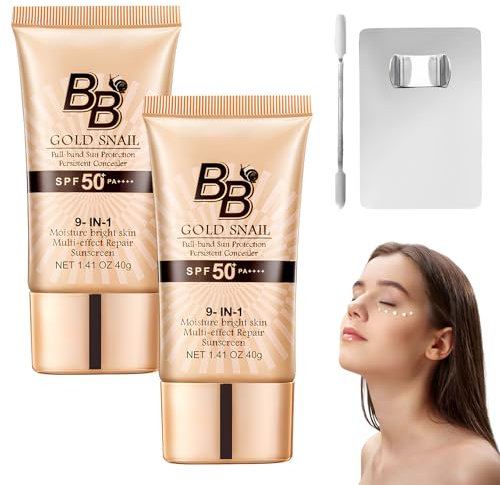 Bb Cream SPF 50 Getönte Tagescreme mit Lichtschutzfaktor Gleichmäßiger Hautton, Passt Natürlich mit Ringpalette und Stab Atmungsaktiv und Leicht(Natürliche Farbe/40 G*2)