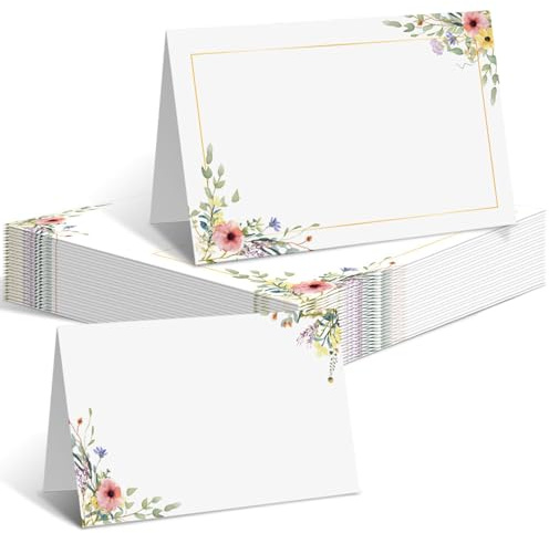 Xinfin, confezione da 50 biglietti segnaposto da matrimonio, fiori, biglietti con nome per tavolo, numeri da tavolo di nozze, decorazioni per compleanno, baby shower, feste (fiore A)