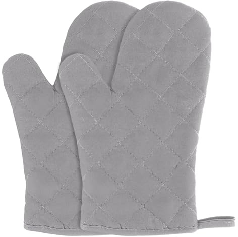 Wznnlt Oven Gloves Heat Resistant Grey Oven Gloves Oven Mitt for Cooking, Frying, Baking（Grey)