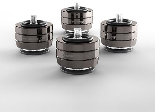 IsoAcoustics Gaia III en cromo oscuro - Pies de aislamiento para altavoces y subwoofers de 70 libras (32 kg) o menos (juego de 4)