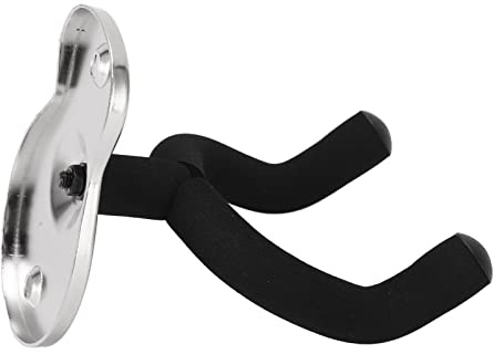 Walfront Gitarren-Wandhalterung, Metall-Hakenhalter für Akustikbass, Ukulele, Violine, für Studio, Heimbüro (mattiertes Silber)