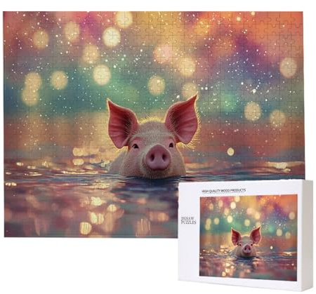 Puzzle 1500 Teile Erwachsene Tiere Schweine, Impossible Klassische Jigsaw Puzzles 87 x 57cm, Geschicklichkeitsspiel für die ganze Familie, Puzzle farbenfrohes Legespiel Home Dekoration Geschenk k-186