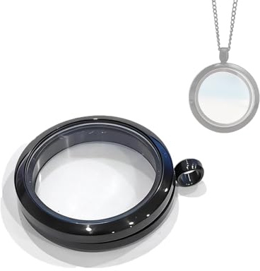 Devantia Schwarzes Glasmedaillon aus Edelstahl mit Schraubverschluss - Memory Anhänger Befüllbar 30mm, Kristall Glas Medaillon, Foto Medaillon Rund für Erinnerungsstücke und Schmuck Selber Machen