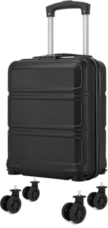 KONO Handgepäck Koffer mit abnehmbaren Rollen, 40x30x20 cm ohne Rollen, Leichter Kabinen-Koffer klein aus ABS+PC für Ryanair, EasyJet & Eurowings (Schwarz)