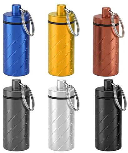 nilic Snuff Kit with Telescopic Spoon - 6 Pack Aluminium Snuff Vials, Waterproof Spice Storage Container for Travel & Camping, Leak-Proof Powder Dispenser (Multicolour)