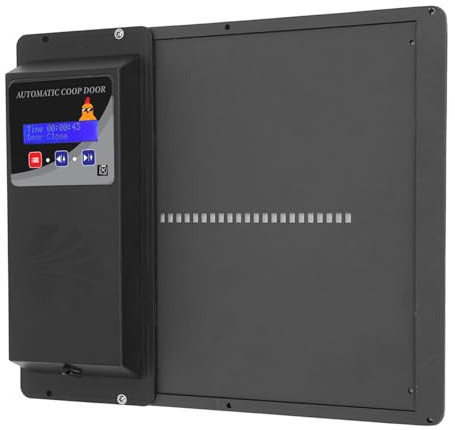 Halearo Ouvre-Porte Automatique de Poulailler, Durable, alimenté par USB, avec Capteur de Lumière et Télécommande pour Poulailler et Canard, 34,5x29cm (Noir)
