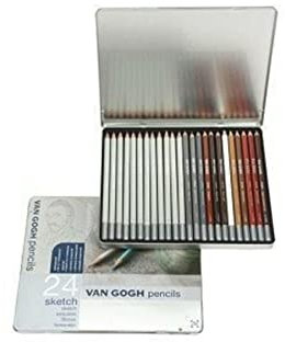 Van Gogh Ensemble de crayons à croquis | 12 crayons graphite + 12 crayons à croquis