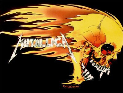 Textilposter 'Metallica – Schädel und Flammen|Skull and Flames', Größe: 102 x 76 cm
