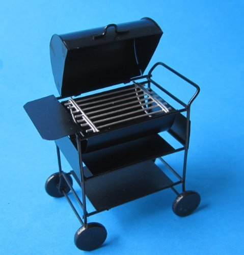 Unbekannt Mini American Barbeque Grill schwarz Metall für Puppenhaus Miniaturen 1:12