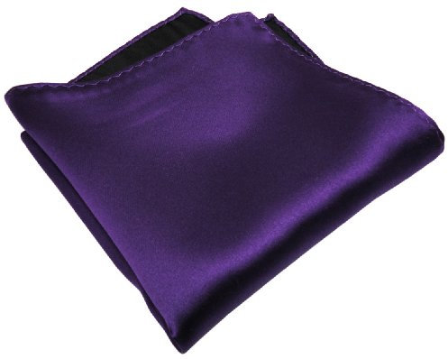 TigerTie gewebtes Designer Satin Seideneinstecktuch in dunkellila Uni einfarbig - Pochette 30 x 30 cm - Einstecktuch 100% reine Seide