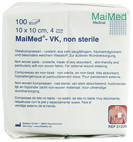 Maimed® – VK - Compresas de tela no tejida, no estériles, 4 capas, 30 g