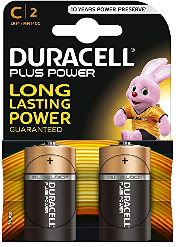 Duracell Plus Power C Alkaline Batteries, 2 Batteries