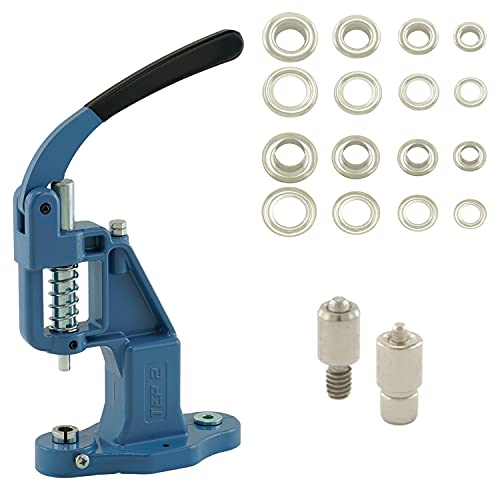 GETMORE Parts Ösenpresse mit Ösenwerkzeug und 100 Ösen, Messing rostfrei - Silber, nickelfrei, 4 mm