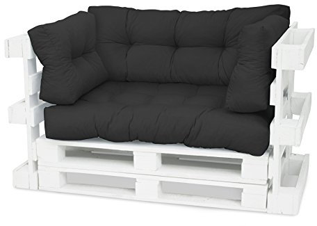 Spatium Palettenkissen Palettenauflage Palettenpolster Euro Palettenmöbel (Langes Rückenkissen 120x40x10/20, Anthrazit)