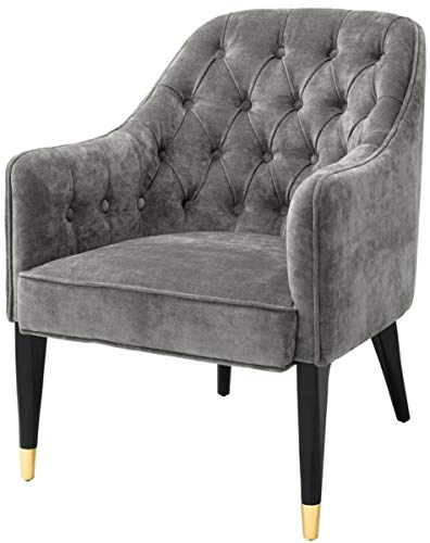 Casa Padrino Luxus Sessel Grau/Schwarz/Gold 65 x 80 x H. 88 cm - Chesterfield Möbel