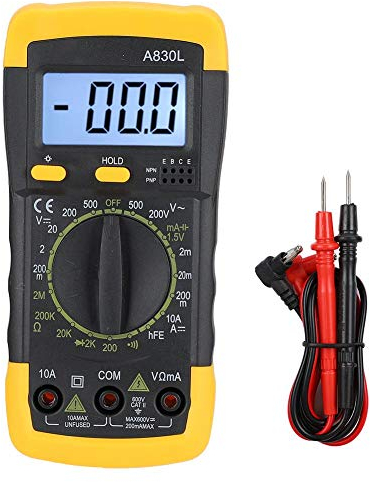 Vikye Digitalanzeige-Multimeter, Multifunktions-Digital-Hand-LCD-Bildschirm-Multimeter, Wechselstrom-Gleichstrom-Spannungs-Stromdetektor, Taschen-tragbares Messgerät-Ausrüstung ((Gelb Schwarz))