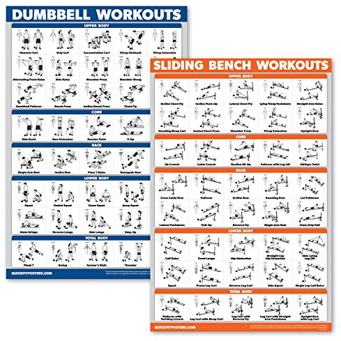 QuickFit Hanteltraining und Schiebebank – kompatibel mit Total Gym & Weider Ultimate Body Works (laminiert, 45,7 x 68,6 cm), 2 Stück