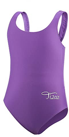 TIZAX Costume UV da Nuoto Intero Bambina Bikini da Bagno Ragazze Racerback Sportivo Viola 4 Anni