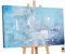 YS-Art Abstrakt Acryl Gemälde auf Leinwand Azur handgemalt Wandbilder Wohnzimmer modern Wohndekor Bilder Büro blau weiß minimalistisch echte Kunst 140x100 cm
