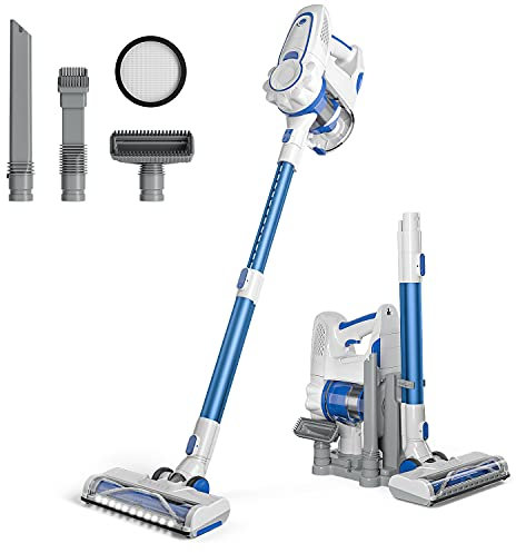 ORFELD Akku Staubsauger, 4 in 1 Kabelloser Staubsauger mit 1,4L Großem Mülleimer, bis zu 30 Min, Handstaubsauger mit Lagergestell für Tierhaare Hartboden